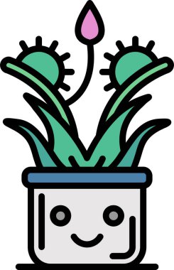 Kaktüs saksı simgesi - taslak biçimi