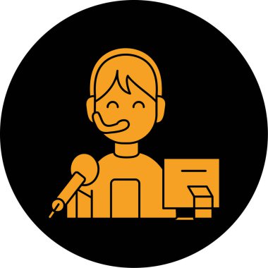 Mikrofondaki bir çocuğun vektör çizimi