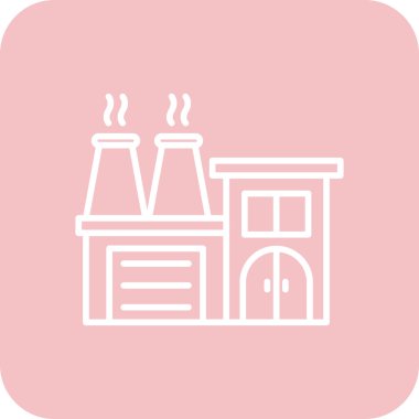 Beyaz arkaplanda izole edilmiş fabrika inşa simgesinin vektör illüstrasyon tasarımı