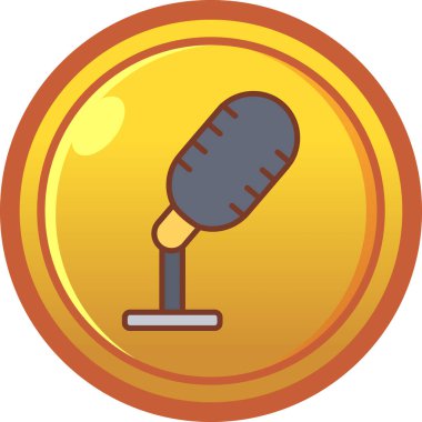 Karaoke mikrofon simgesi, vektör illüstrasyonu