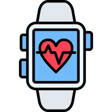 Kalp atış simgesi ile akıllı twatch, basit vektör illüstrasyonu