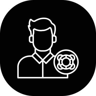 Benzersiz erkek kullanıcı profili vektör çizgisi simgesi