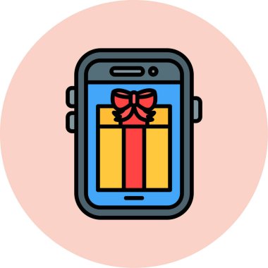 Cep telefonu ikonlu hediye kutusu. vektör illüstrasyonu