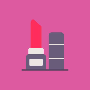 Makyaj ruju ikonu. Web için ruj ve makyaj vektörü simgelerinin düz çizimi