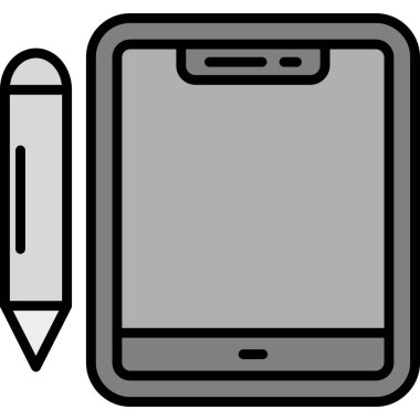 Kalem ve defter ikonlu akıllı telefon. vektör illüstrasyonu