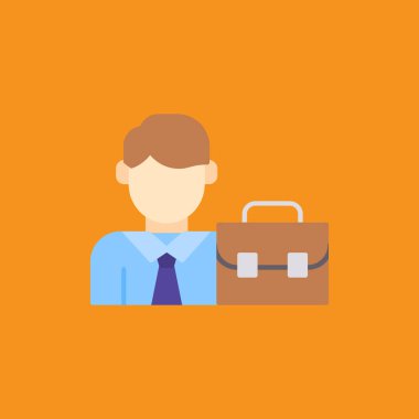 Evrak Çantası'nı düz simgesi beyaz arka plan, vektör, illüstrasyon izole