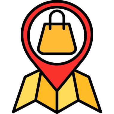 çanta konumu haritası simgesi - taslak biçimi