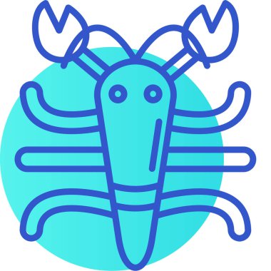 Mavi bir ikonun vektör çizimi şirin bir böcek