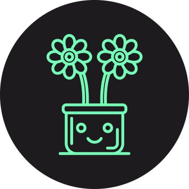 Saksıdaki güzel çiçek, vektör çizimi