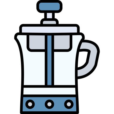 Kahve ısıtıcısı simgesi renk ana hatları vektörü