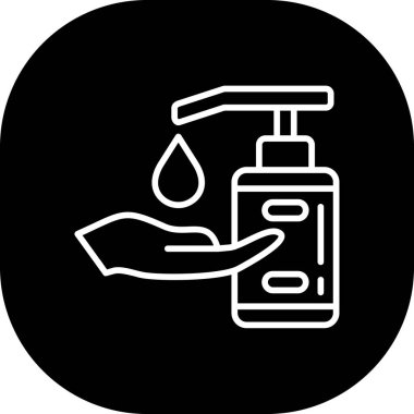 El dezenfektanı ikonu. Beyaz arkaplanda izole edilmiş web tasarımı için el dezenfektanı vektör simgesinin basit çizimi