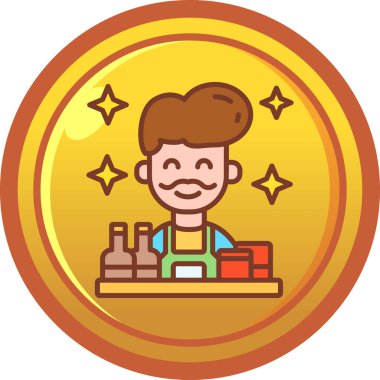 Altın sikke içindeki bir adamın vektör çizimi