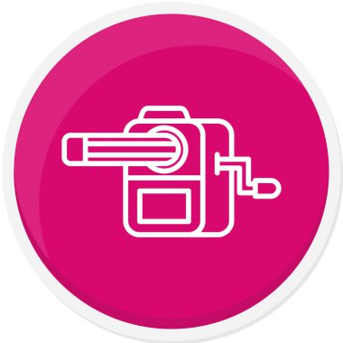 Uzun gölgeli beyaz çizgi elektrikli motor simgesi. Pembe daire düğmesi. vektör