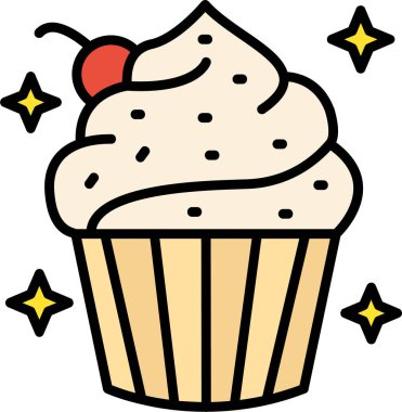 Kek kek tatlı ikonu doldurulmuş - taslak tarzı