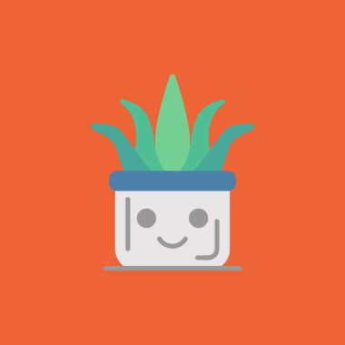 Şirin kaktüs bitki saksı vektör tasarımı çizimi