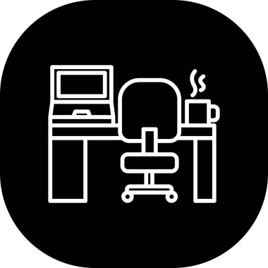 Compubilgisayar simgesine sahip ofis tablosu, basit biçim