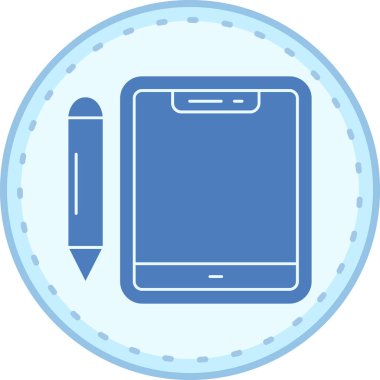 Kalem ikonlu tablet. vektör illüstrasyonu