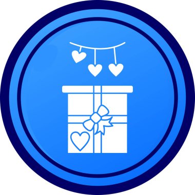 Kurdele ikonlu bir kalbi olan hediye kutusu. vektör illüstrasyonu