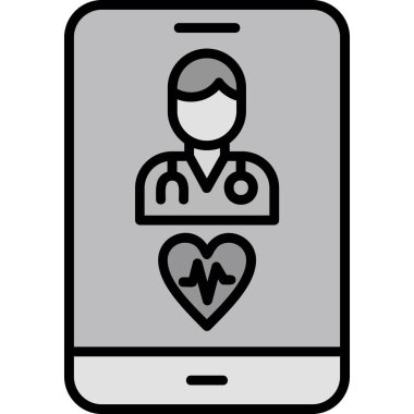 doktor kalp ikonu vektör illüstrasyonu