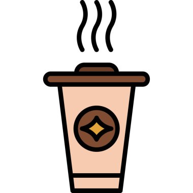 Bir fincan kahve ikonu. Web için sıcak kahve vektör simgelerinin özet çizimi