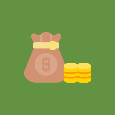 Para çantası simgesi düz tasarım.