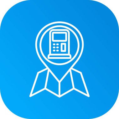 Beyaz arkaplanda izole edilmiş akıllı telefon simgesi olan mavi çizgi akıllı saat. Nesnelerin interneti. bağlantı sembolü. Beyaz daire düğmesi. vektör