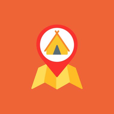 Harita işaretleyicisi uzun gölgeli düz simge