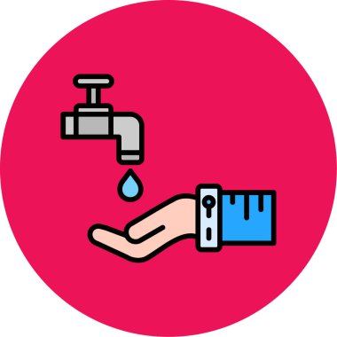 Musluk vektör illüstrasyon tasarımlı bir musluğu tutan el.