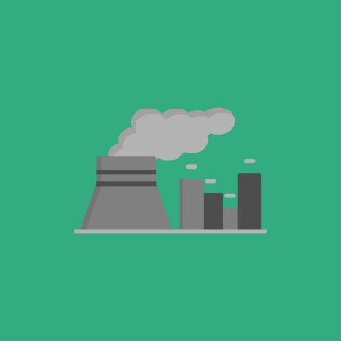 Duman ikonlu düz tasarım yeşil bitki. ekoloji konsepti vektör illüstrasyonu