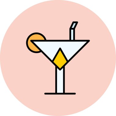 Kokteyl ikonu. Web için basit kokteyl vektör simgeleri çizimi