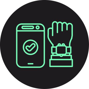 Cep telefonu ve cep telefonu simgesi ile el, basit vektör illüstrasyonu