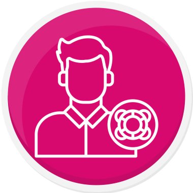 Pembe çemberdeki bir adamın vektör çizimi