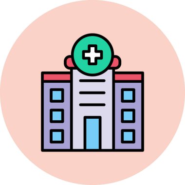 Hastane binası simgesi, vektör illüstrasyonu