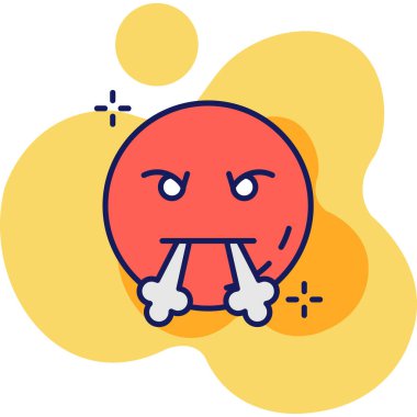 kızgın çizgi film emojisi yüzü kırmızı bir ifade ile