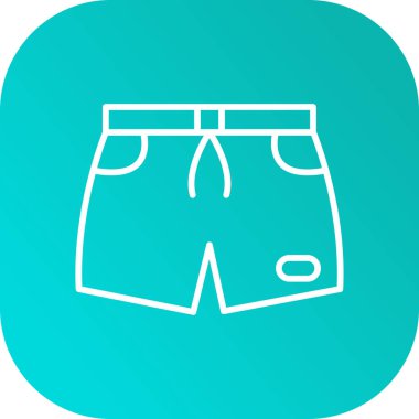 Beyaz çizgili pantolon ikonu uzun gölge arkaplanı ile izole edilmiş. Yeşil daire düğmesi. vektör