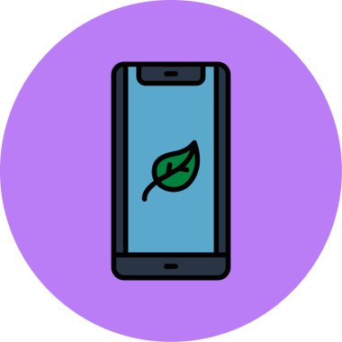 Yaprak ikonu vektör illüstrasyonlu akıllı telefon