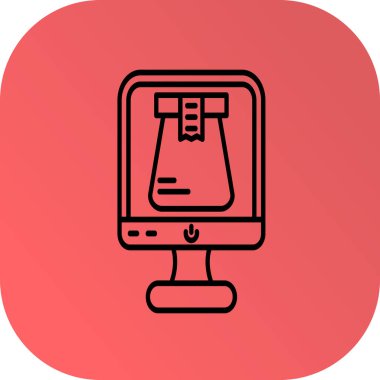 Beyaz Akıllı TV simgesi uzun gölge arkaplanı ile izole edildi. Televizyon tabelası. Kırmızı daire düğmesi. Vektör.