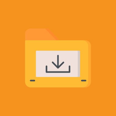 indirme, yükleme, dosya, düz renk ikonu vektörü indir