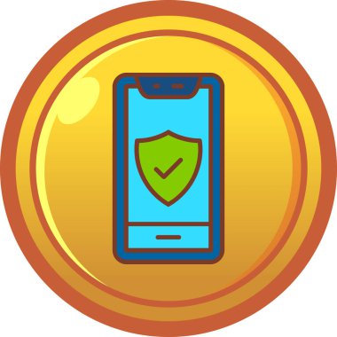 Akıllı telefonlu kalkan ve kalkan simgesi, vektör illüstrasyonu