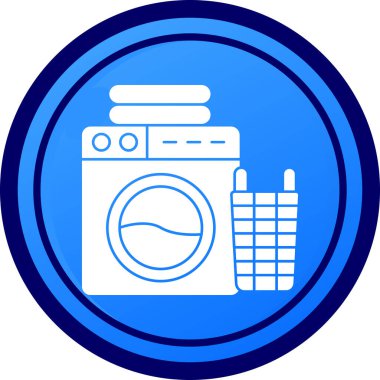 çamaşır makinesi simgesi, vektör illüstrasyonu