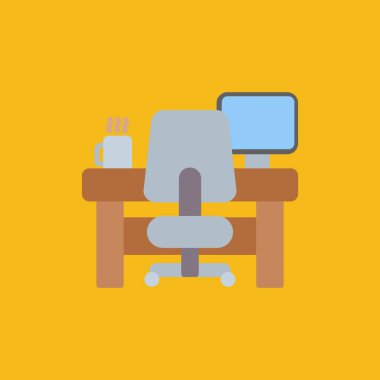 Ofis sandalye simge. Ofis sandalye vektör simgesi web tasarımı için düz çizimi