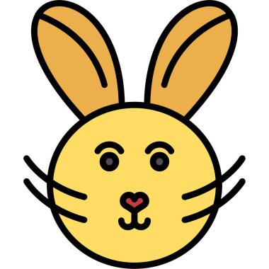 Tavşan yüz simgesi renk ana hatları vektörü