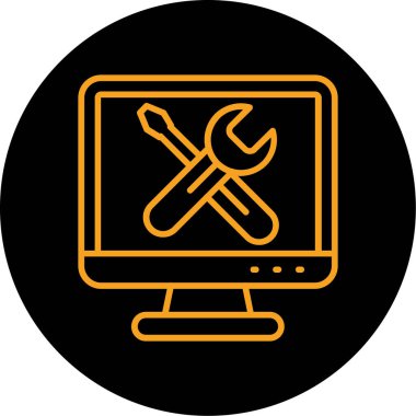 bilgisayar ve tornavida vektör simgesi