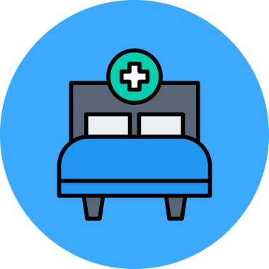 Hastane yatağı simgesi renk ana hatları vektörü