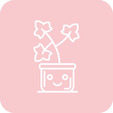 Çiçek ikonu vektör illüstrasyonlu pot