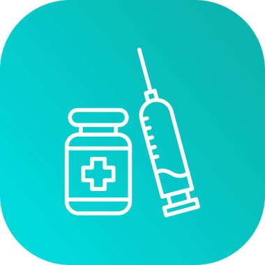 Şırınga ve aşı vektör ikonu tasarımı çizimi izole edildi