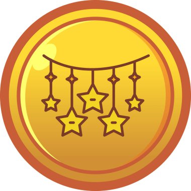 Altın madalya ikonu. Düz stil. Altın yuvarlak elementlerle beyaz arkaplanda izole.