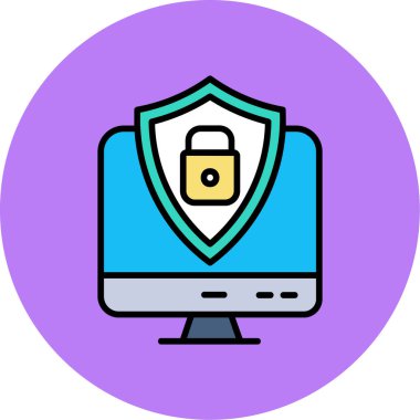 İnternet güvenlik simgesi. Web için güvenlik vektör simgelerinin özet çizimi