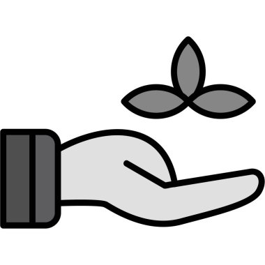 Çiçek simgesi ile el, vektör tasarımı