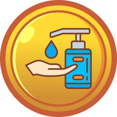 Beyaz arka planda el dezenfektanı ikonu var. Web sembolü stok web illüstrasyonu.